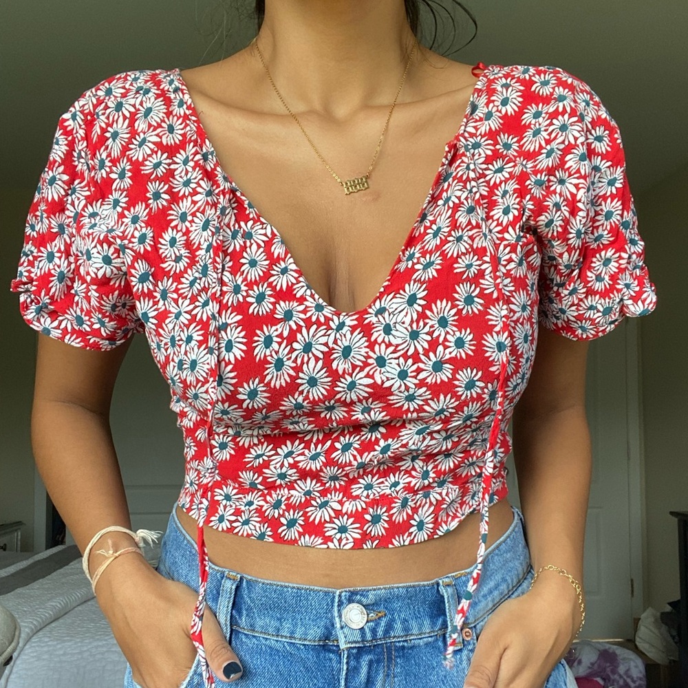 Zara floral printed crop top